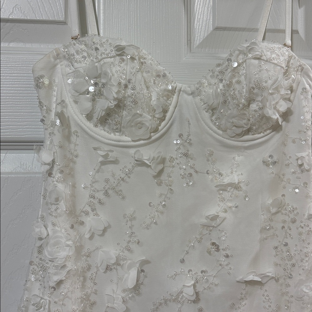 Oh Polly White Strapless Embellished Mini Dress - Picture 4 of 5